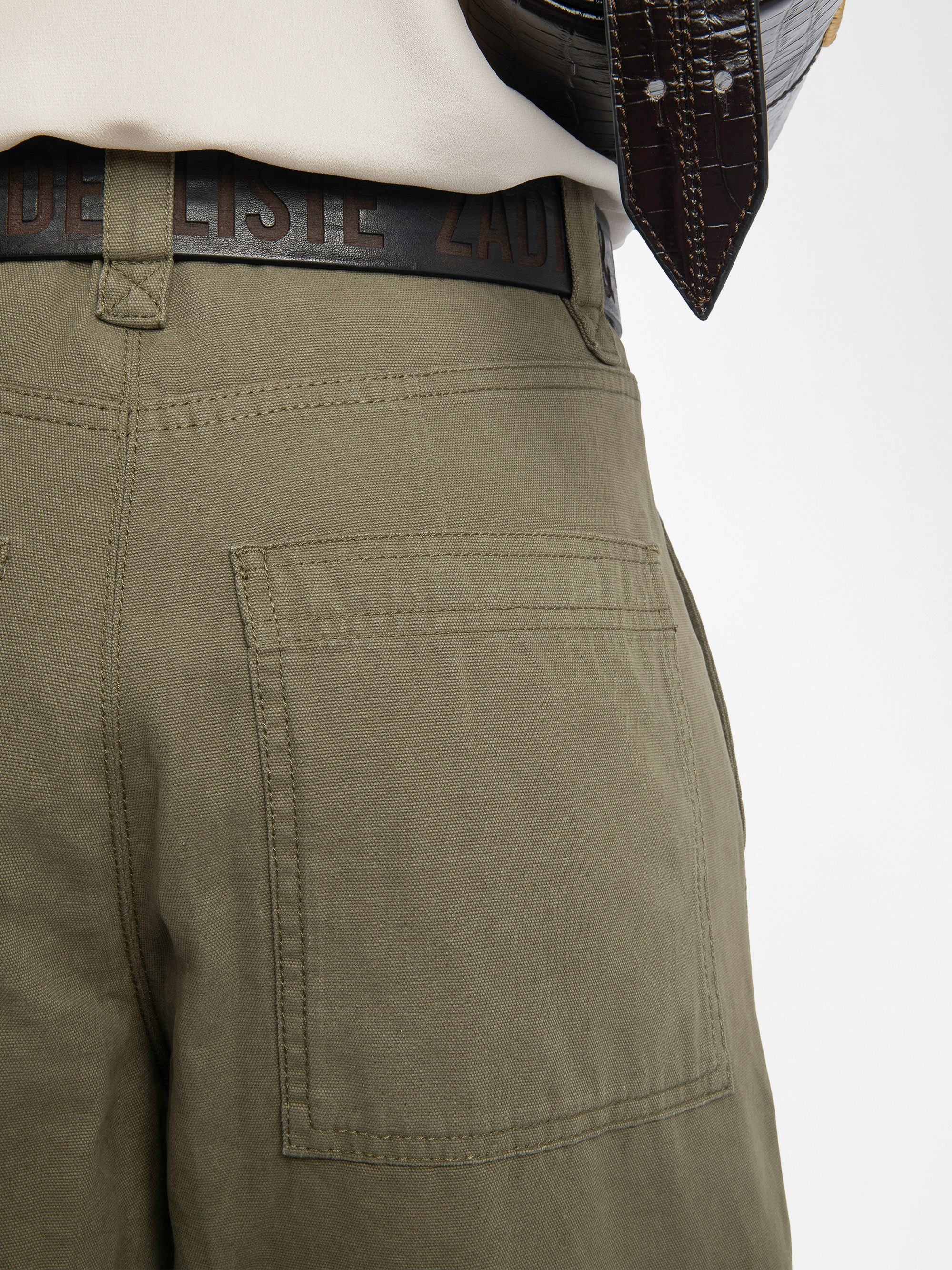 Pinto Trousers - Wide trousers in cotton canvas, cargo spirit with panel details, multi pockets.